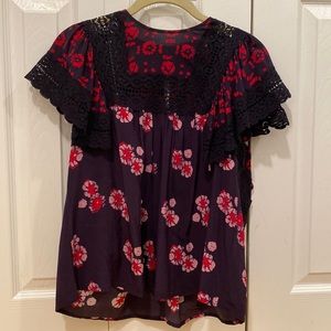 Sea New York floral silk & lace short sleeves top size 0